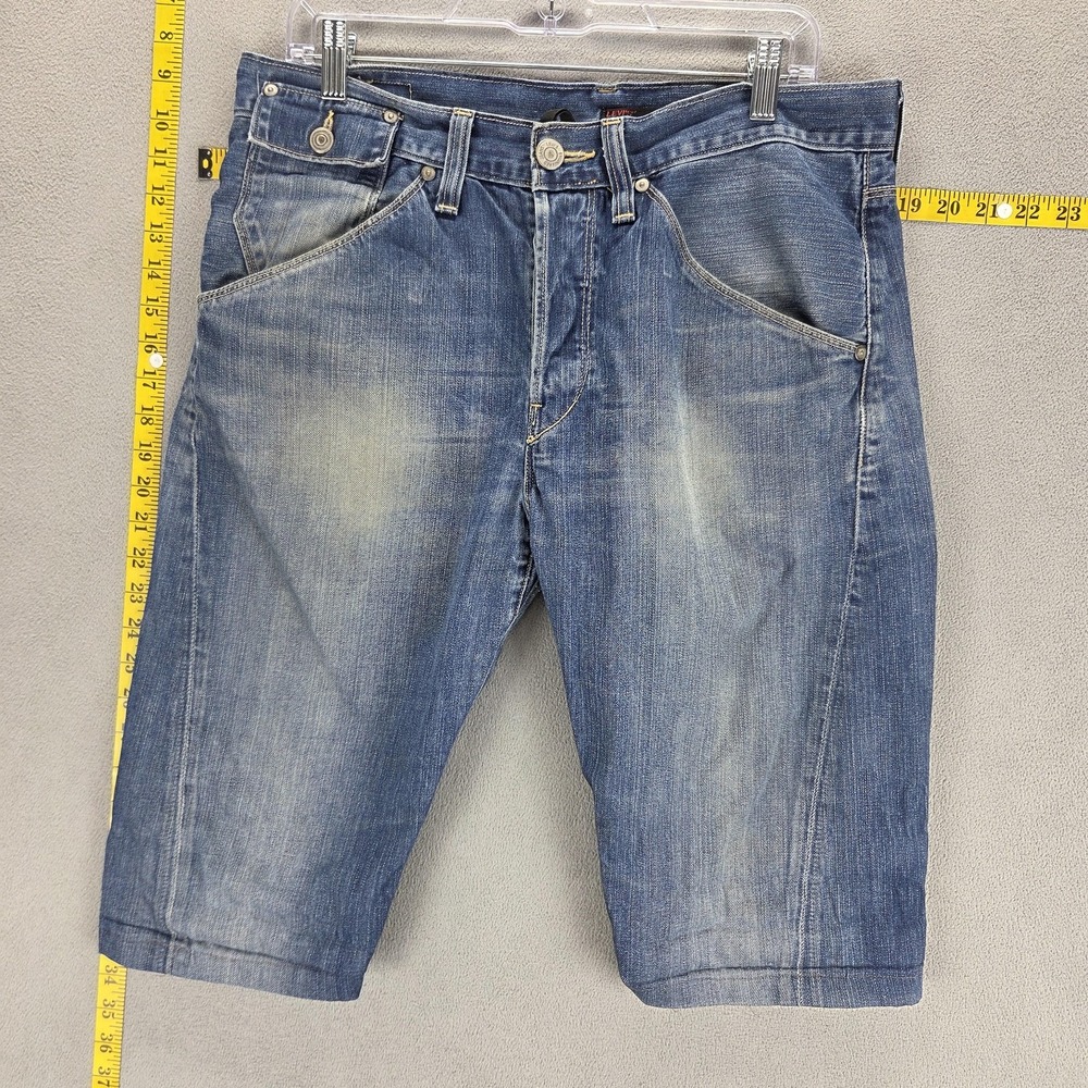 Vintage Levis Engineered Shorts Mens 32 Blue Twisted Flap Pockets Medium Wash